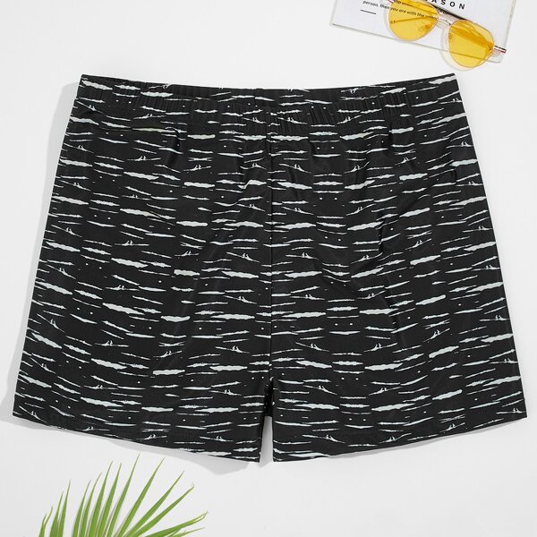 

Men Graphic Print Swim Trunks, Black
