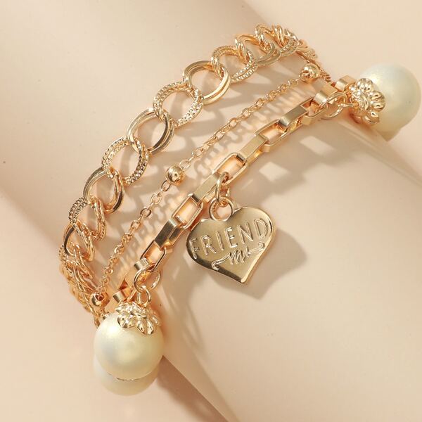 

Heart Charm Bracelet, Gold