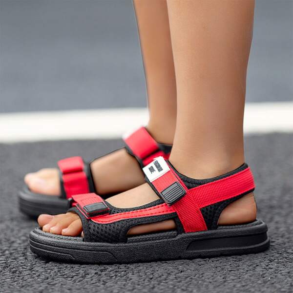 

Velcro Strap Sports Sandals, Red