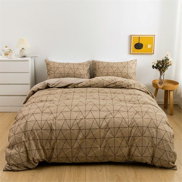 

Geometric Pattern Duvet Cover Set Without Filler, Khaki