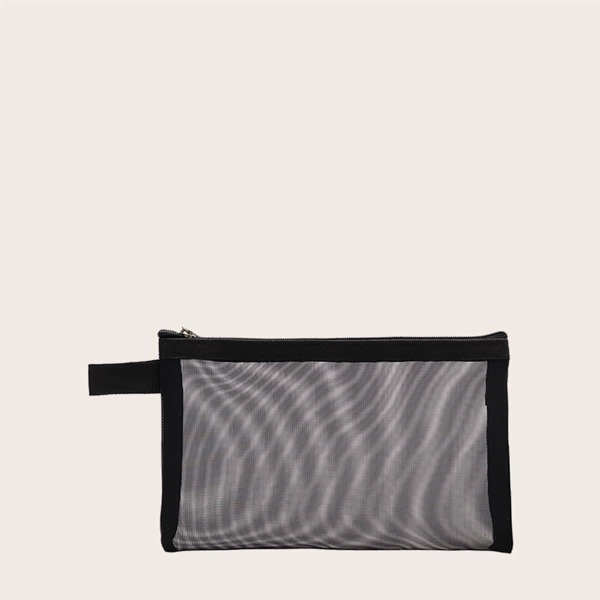 

Sheer Mesh Clutch Bag, Black