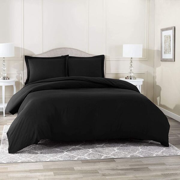 

Solid Color Duvet Cover Set Without Filler, Black