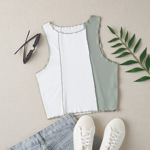 

Plus Colorblock Crop Tank Top, Multicolor