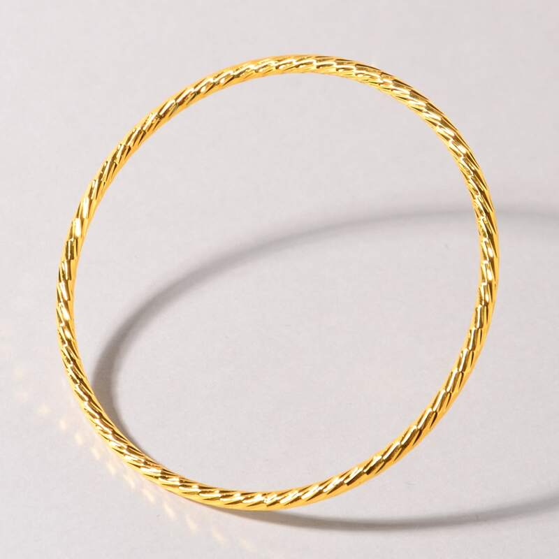 

1pc Textured Metal Bracelet, Gold