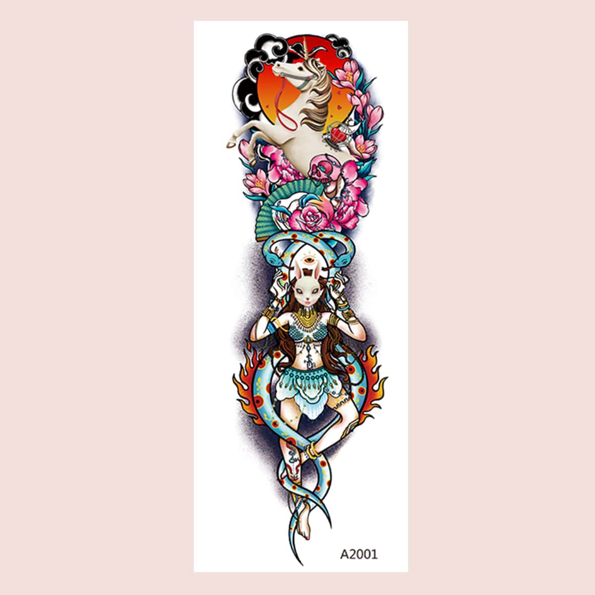 

1sheet Flower Pattern Tattoo Sticker, Multicolor