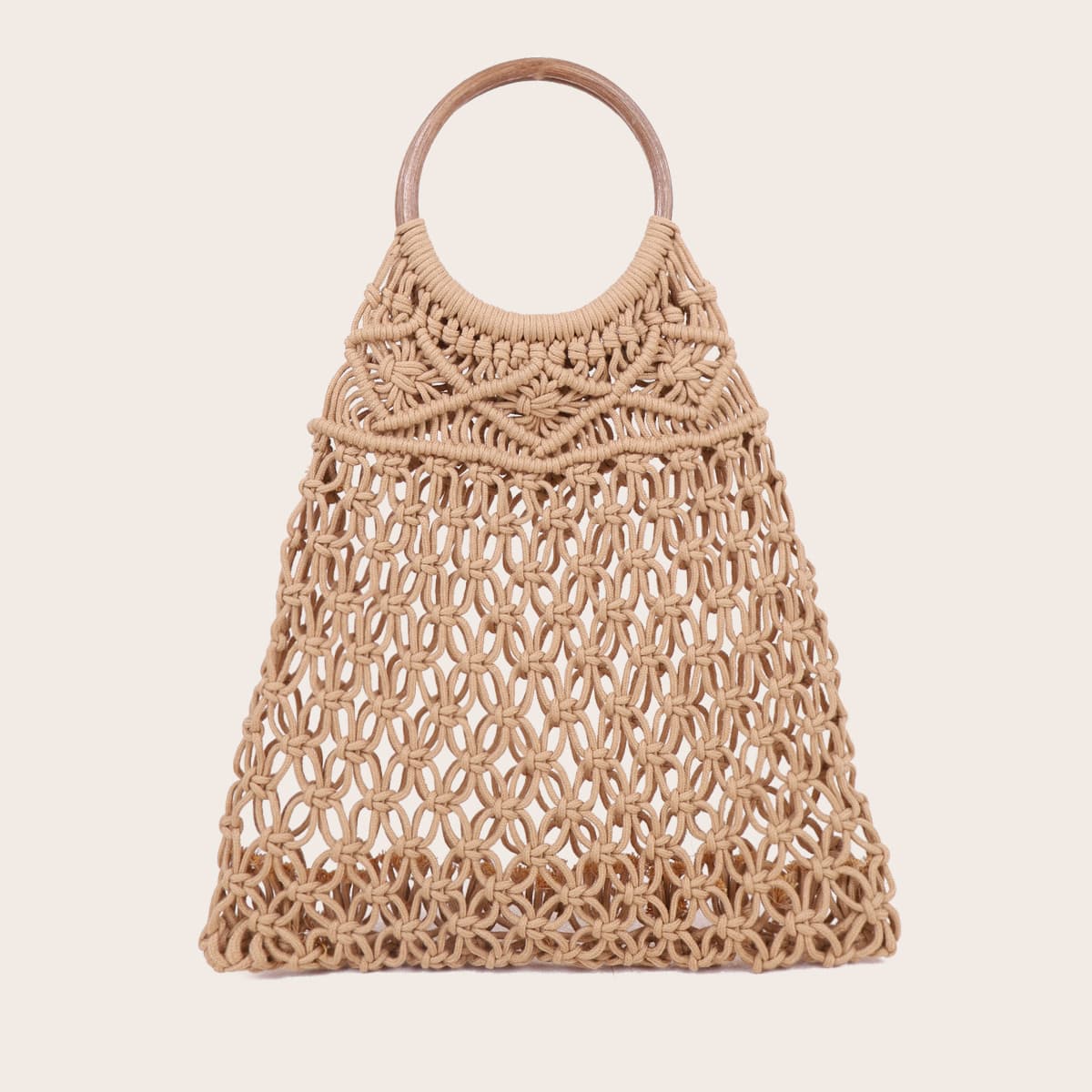 

Minimalist Hollow Out Straw Bag, Khaki