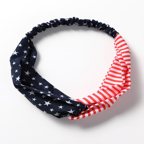 

Star Print Hair Band, Red and white
