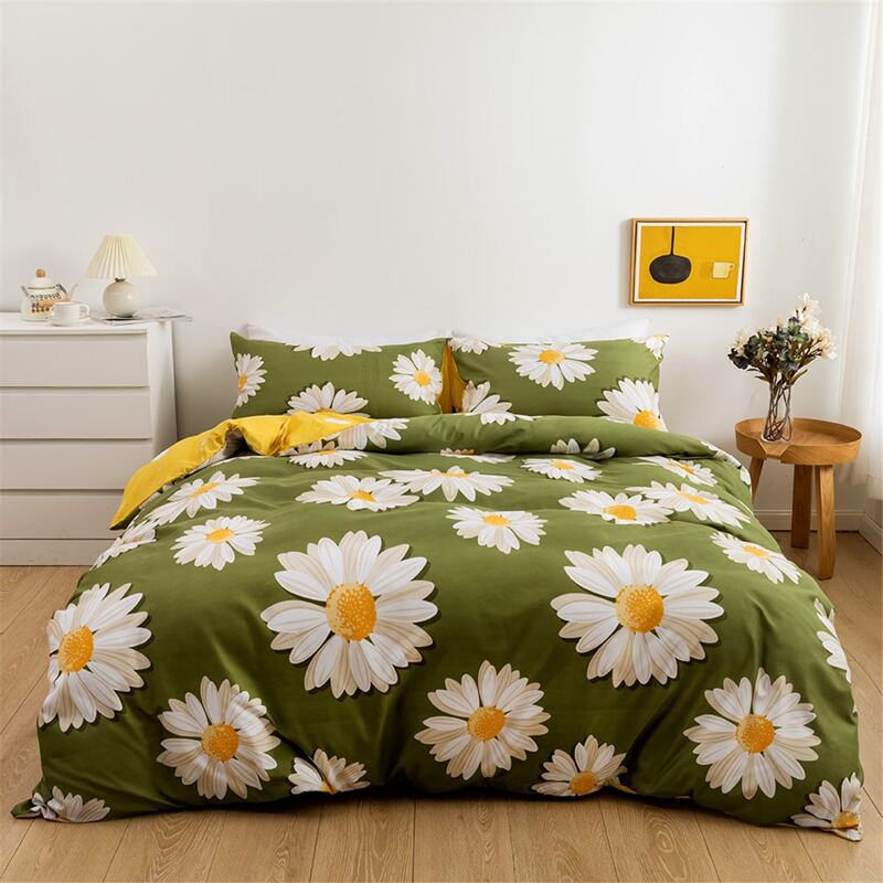 

Daisy Print Duvet Cover Set Without Filler, Multicolor