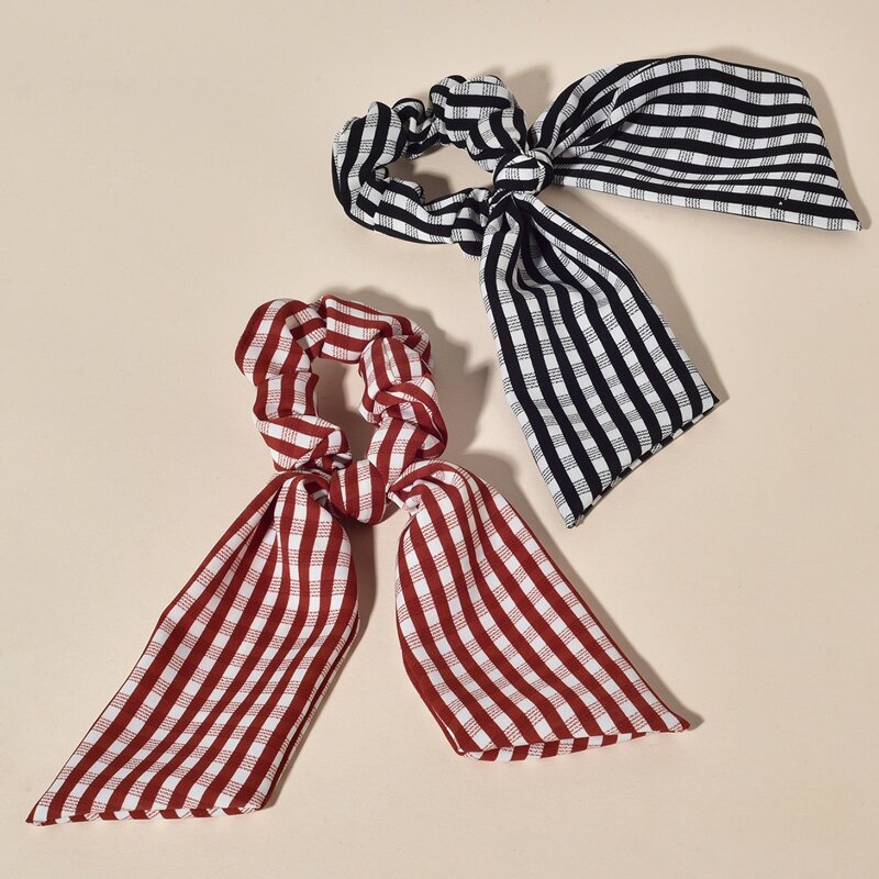 

2pcs Plaid Scrunchie Scarf, Multicolor