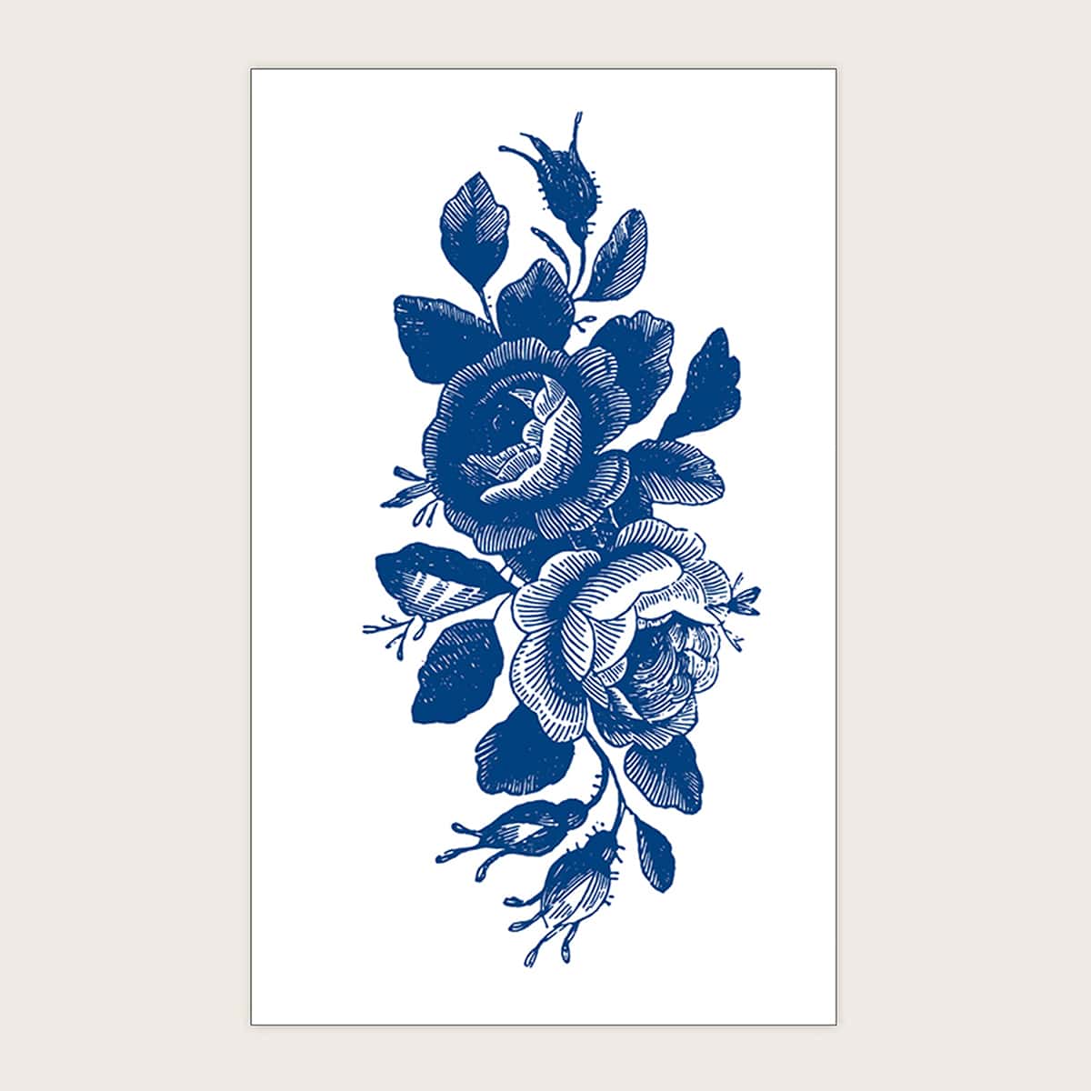 

1sheet Flower Pattern Tattoo Sticker, Blue