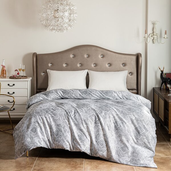 

Abstract Flower Print Duvet Cover Without Filler, Black and white
