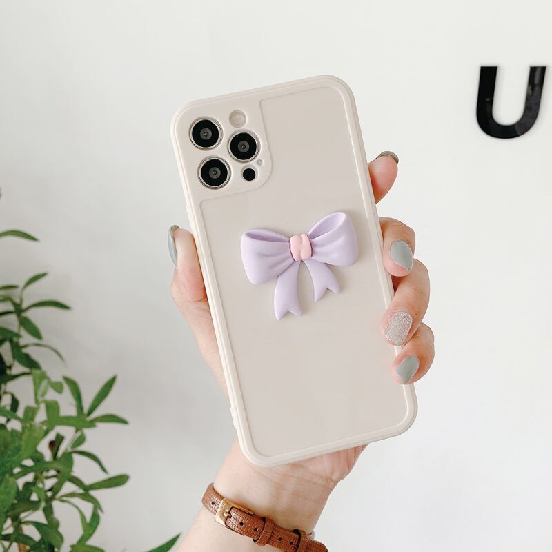

Bow Decor Phone Case, Beige
