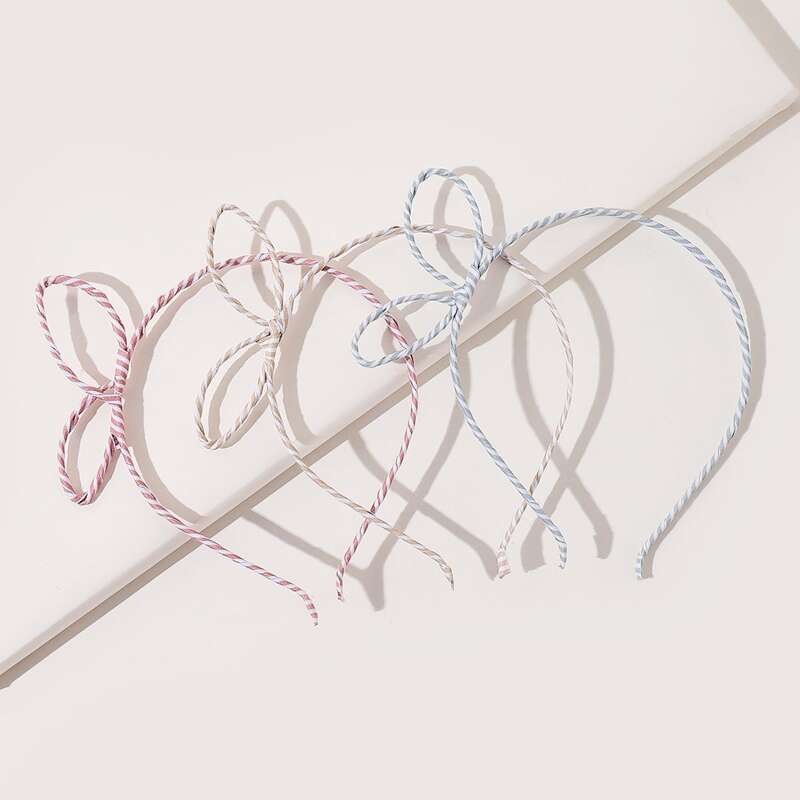 

3pcs Striped Headband, Multicolor