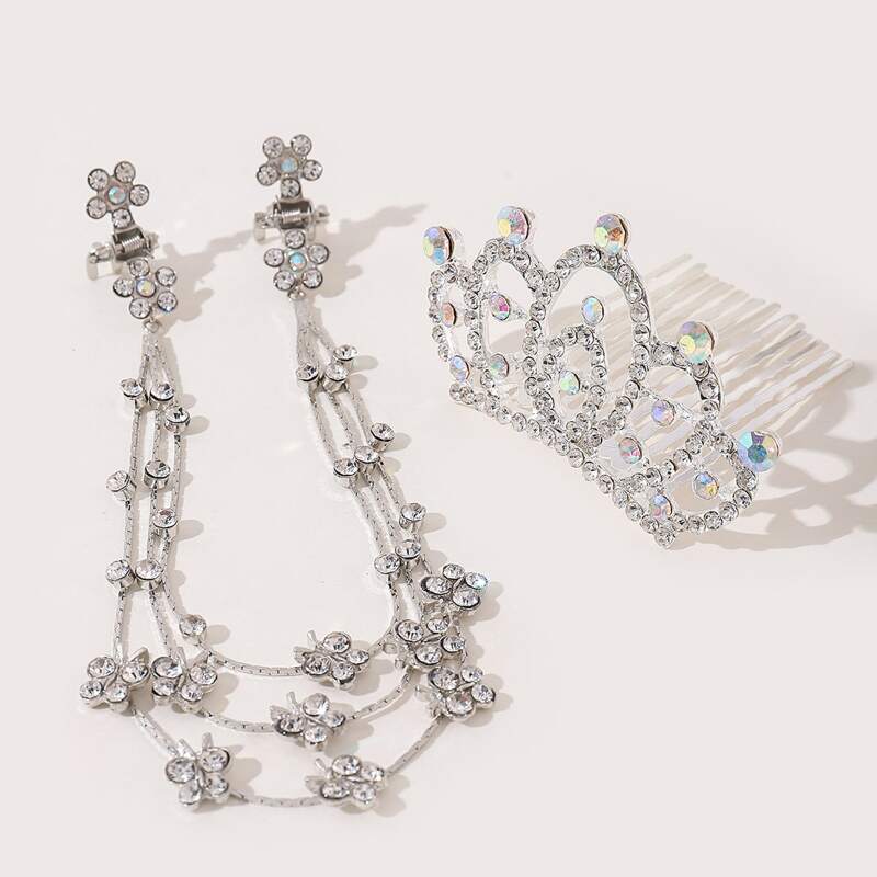 

2pcs Rhinestone Crown Hair Clip, Multicolor