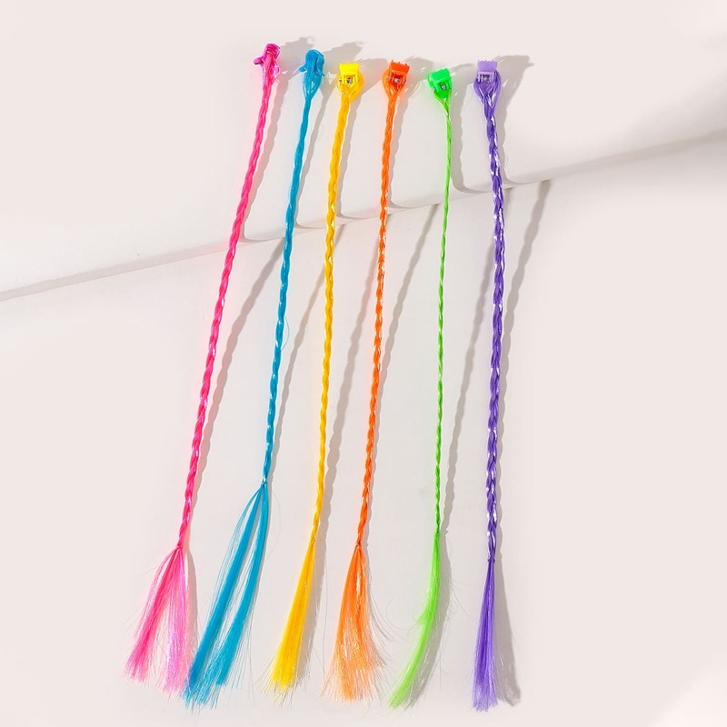 

6pcs Hair Claw With Braided Hair Wig, Multicolor