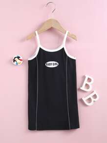 小女童字母圖案吊帶洋裝
