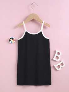 小女童字母圖案吊帶洋裝