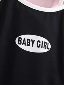 小女童字母圖案吊帶洋裝