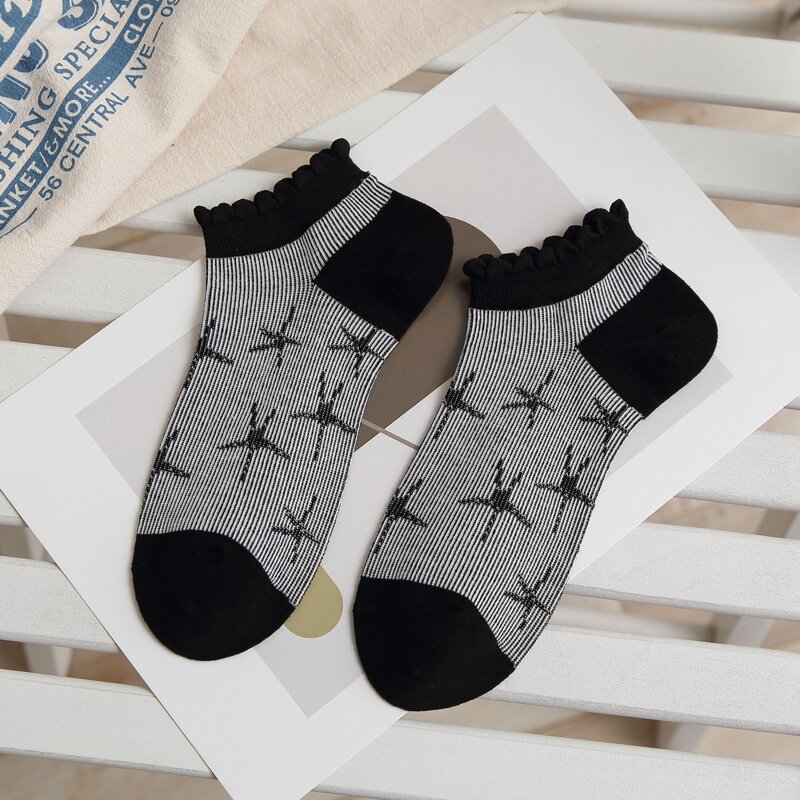 

Starfish Pattern Ankle Socks, Black