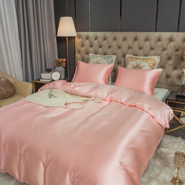 

Solid Color Duvet Cover Set Without Filler, Pink