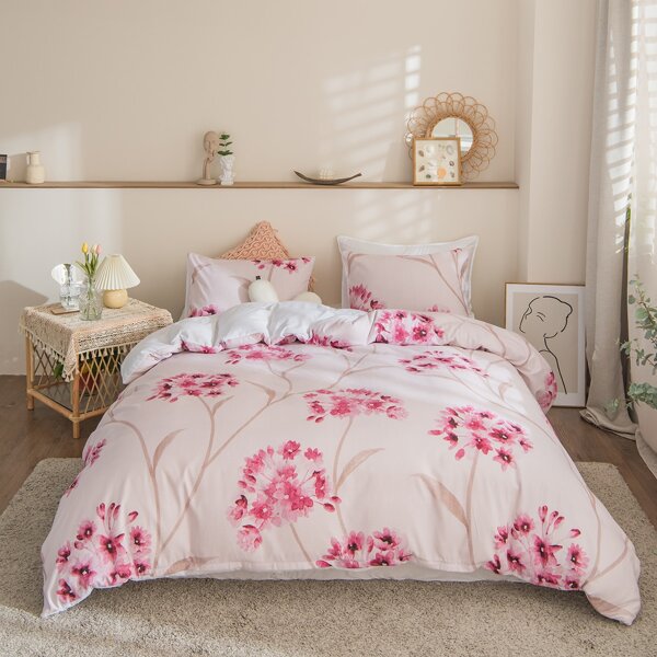 

Flower Print Duvet Cover Set Without Filler, Multicolor