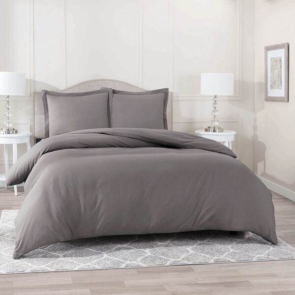 

Solid Color Duvet Cover Set Without Filler, Dark grey
