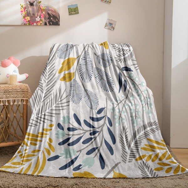 

Plants Print Flannel Blanket, Multicolor