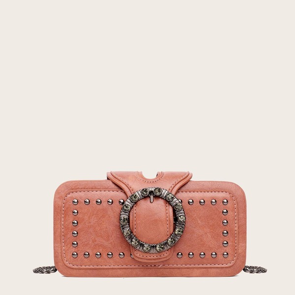 

Studded Decor Chain Bag, Pink