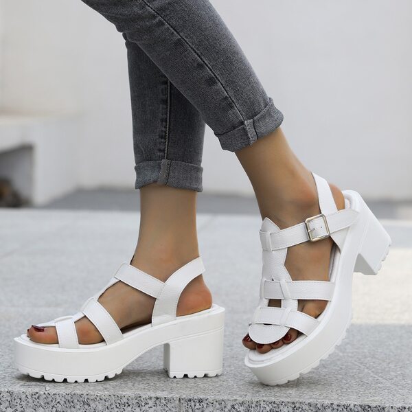 

Chunky Heeled Platform Gladiator Sandals, White
