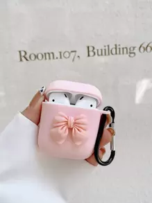 蝴蝶结耳机盒，带 1 个耳机挂钩支架，哑光粉色蓝牙耳机盒，兼容 Apple、Pro 3、4 - 粉色 - 查看 3