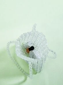 Beaded Shoulder Bag - Clear - View 4