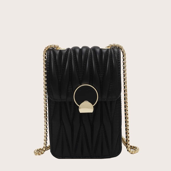 

Quilted Flap Chain Shoulder Bag, Black