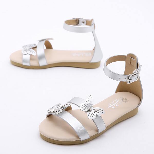 

Toddler Girls Metallic Butterfly Decor Sandals, Silver