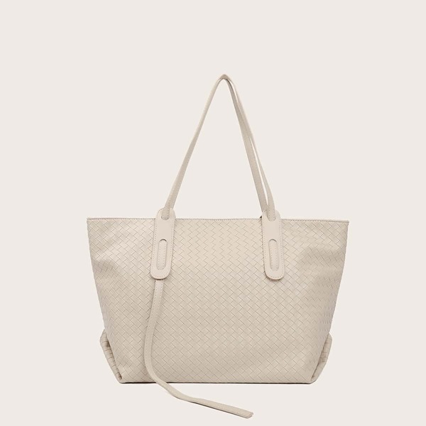 

Braided Design Tote Bag, Beige