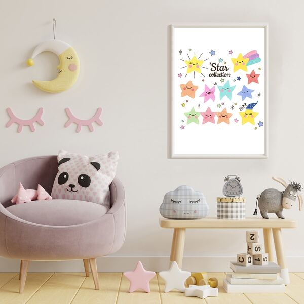 

Kids Star Print Unframed Painting, Multicolor