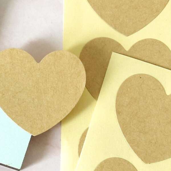 

5sheets Heart Shaped Sticker, Khaki