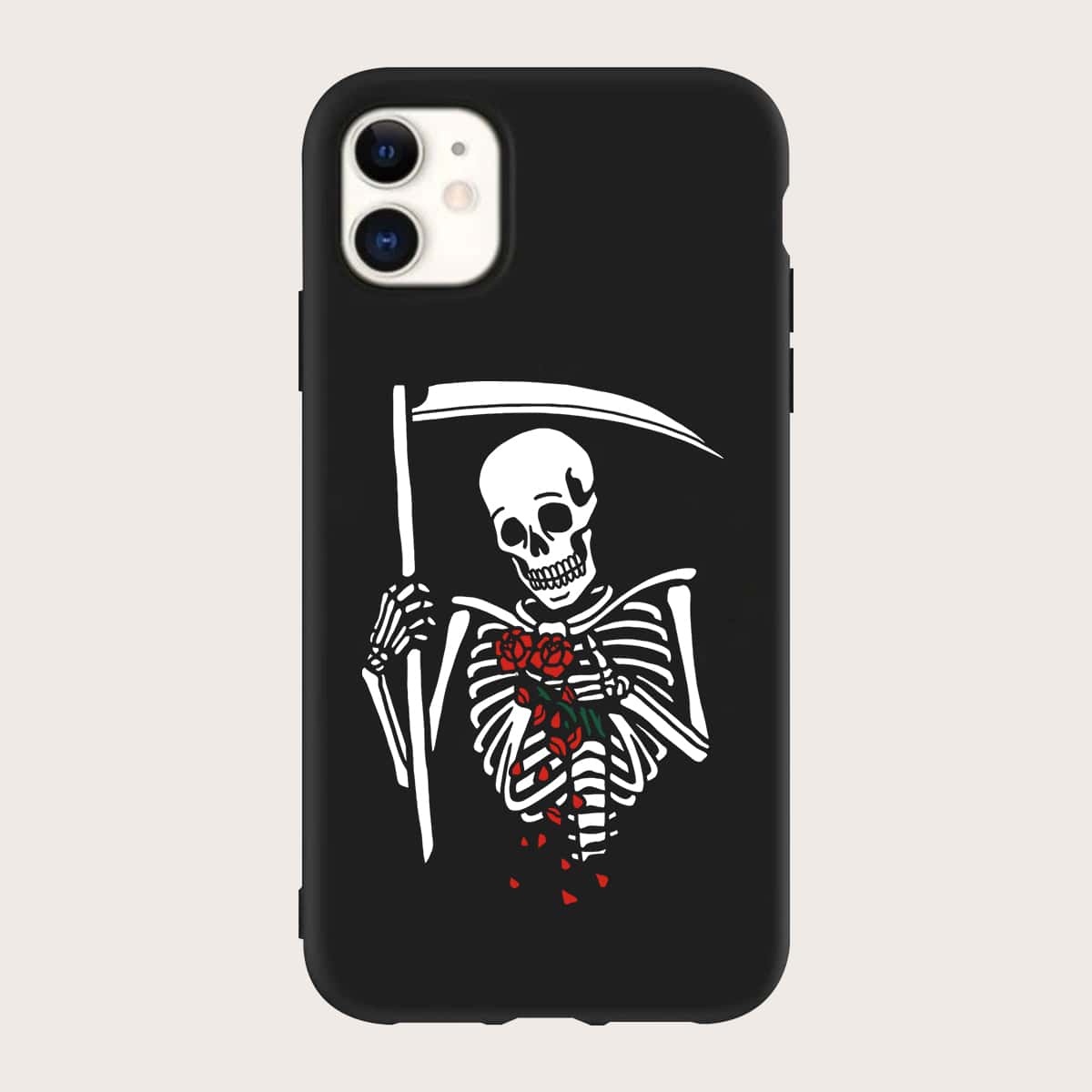 

Skeleton Print Phone Case, Black