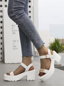white platform sandals shein