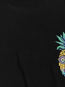 Manfinity Men Pineapple Print Round Neck Tee - Black - View 4