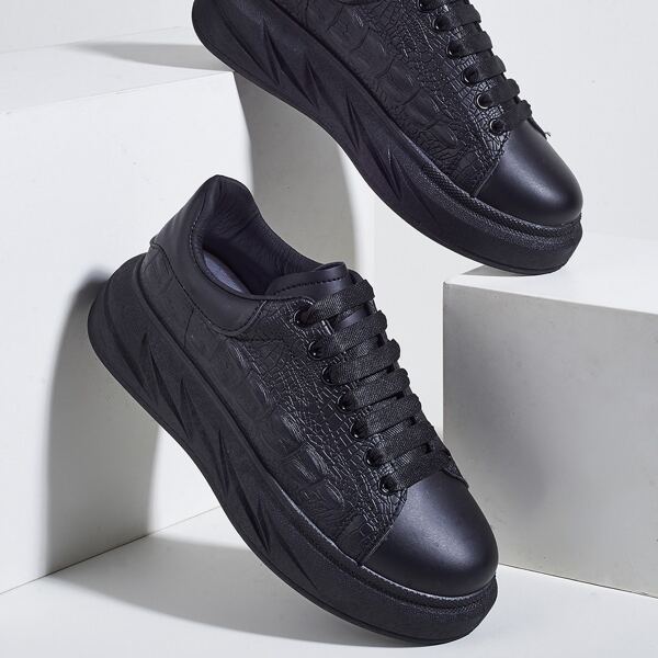 

Minimalist Textured Skate Shoes, Black