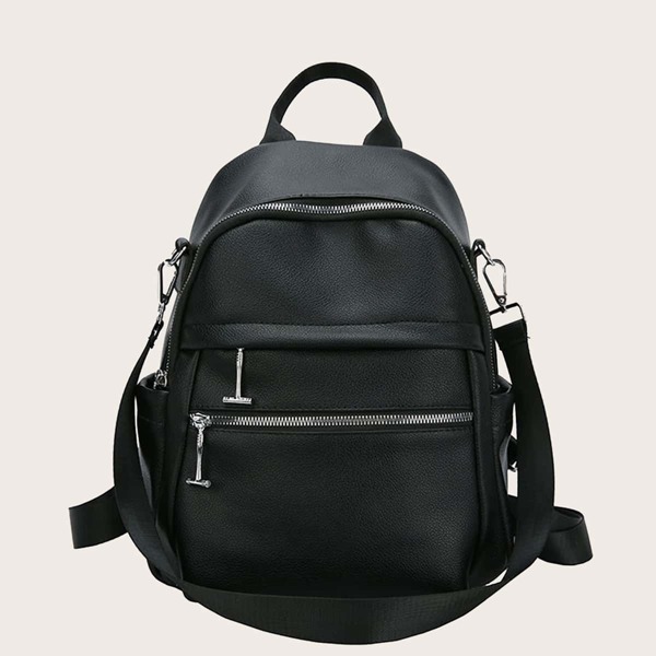 

Minimalist Zipper Front Classic Backpack, Black