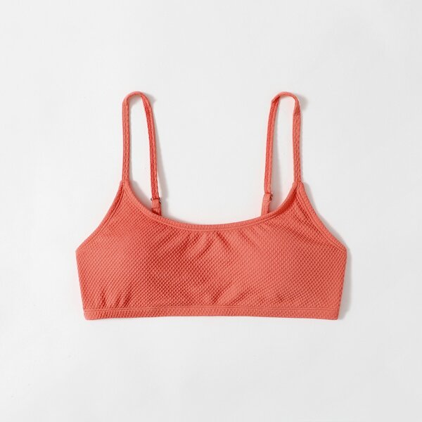 

Solid Spaghetti Strap Bikini Top, Orange