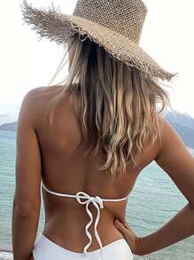 Top bikini halter de color combinado - Multicolor - Ver 2