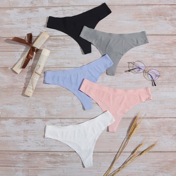 

5pack No Show Thong Set, Multicolor