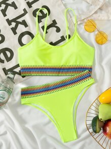 Tankini de verano en color verde lima neón - Verde Lima - Ver 3