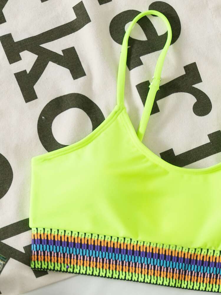 Neon Lime Tankini Summer Beach - Lime Green - View 5
