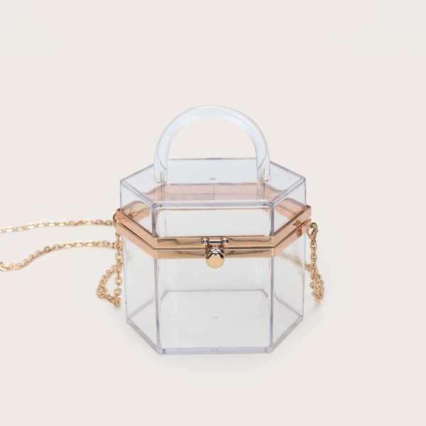 

Mini Clear Metal Lock Chain Satchel Bag