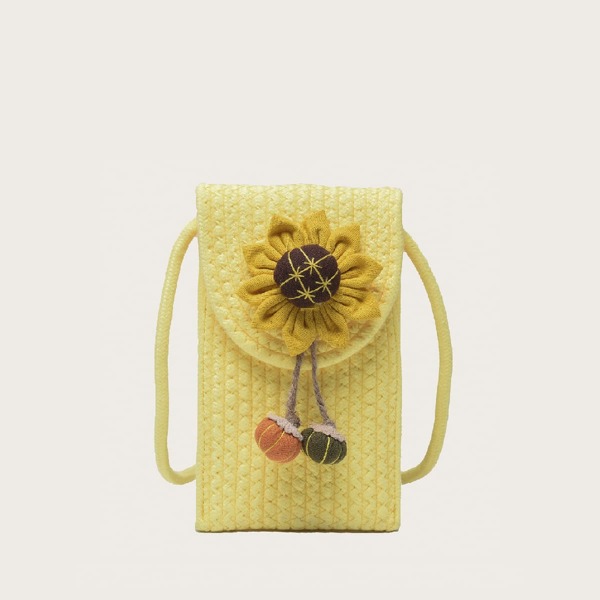 

Applique Braided Design Crossbody Bag, Yellow