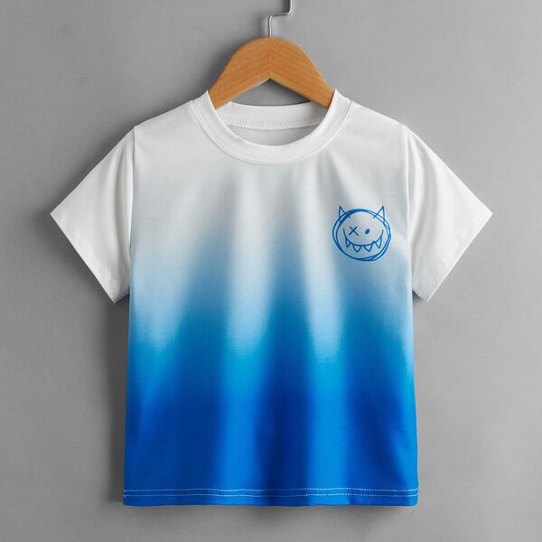 

Toddler Boys Cartoon Graphic Ombre Tee, Blue and white