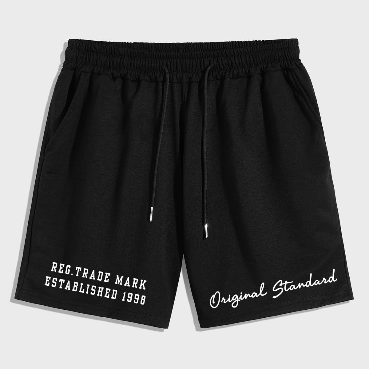 

Guys Letter Drawstring Shorts, Black